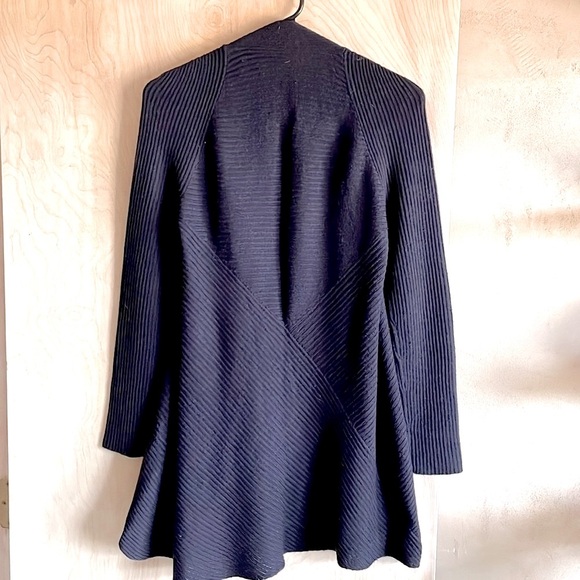 Eileen Fisher Cardigan Deep Purple Asymmetrical Open Front Women’s Small - Picture 6 of 8